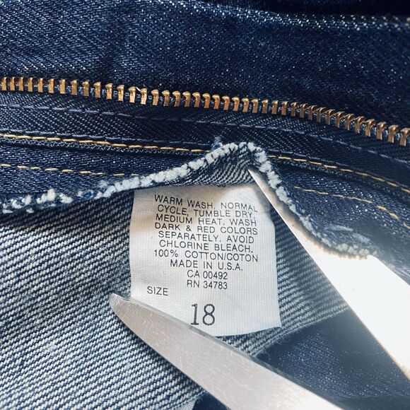 VTG LEE Jean Skirt 90s Women Size 18 Denim Midi Modest USA Pockets Retro Prairie - Picture 6 of 16